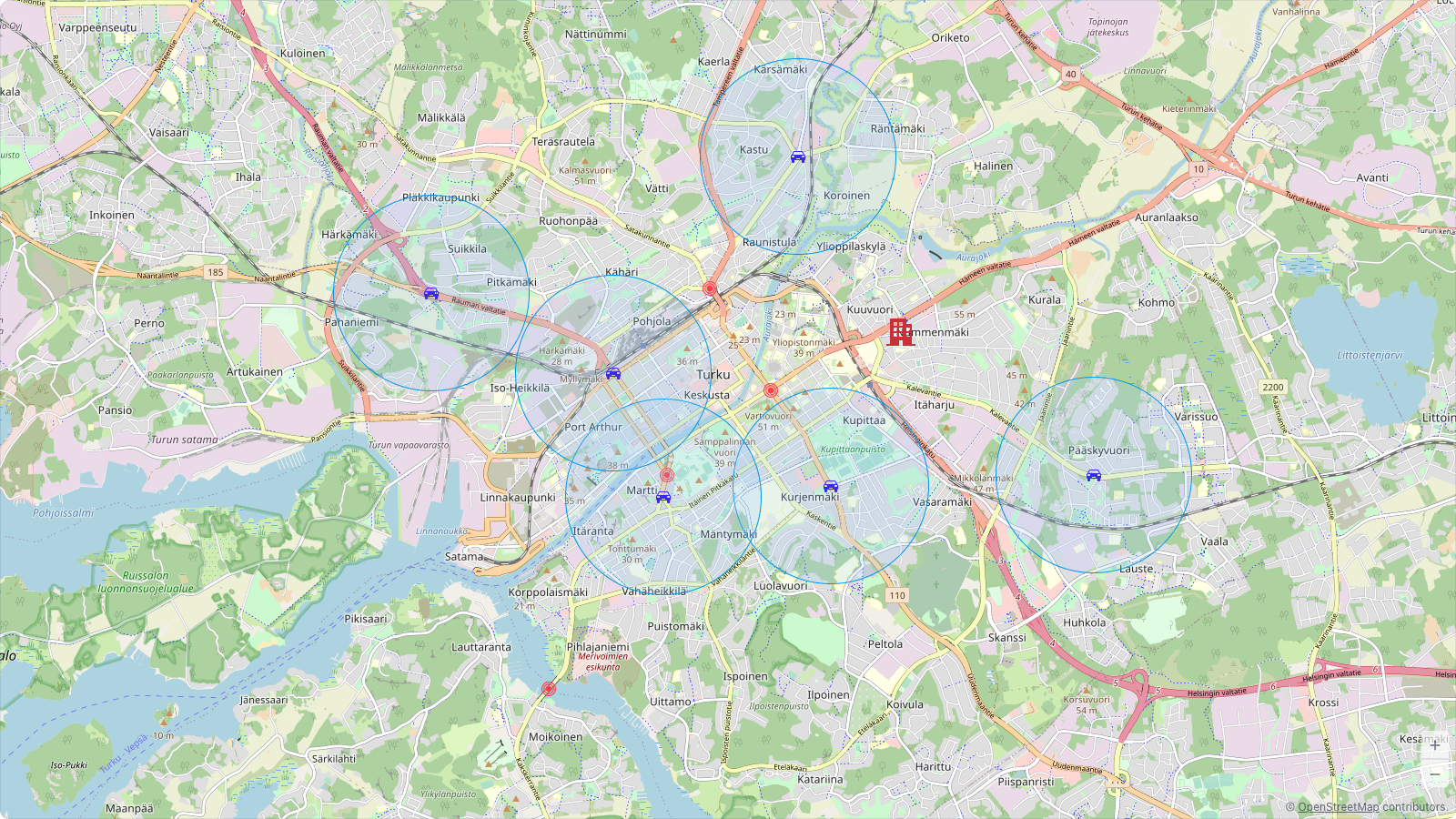 Map of the city of Turku, Finland