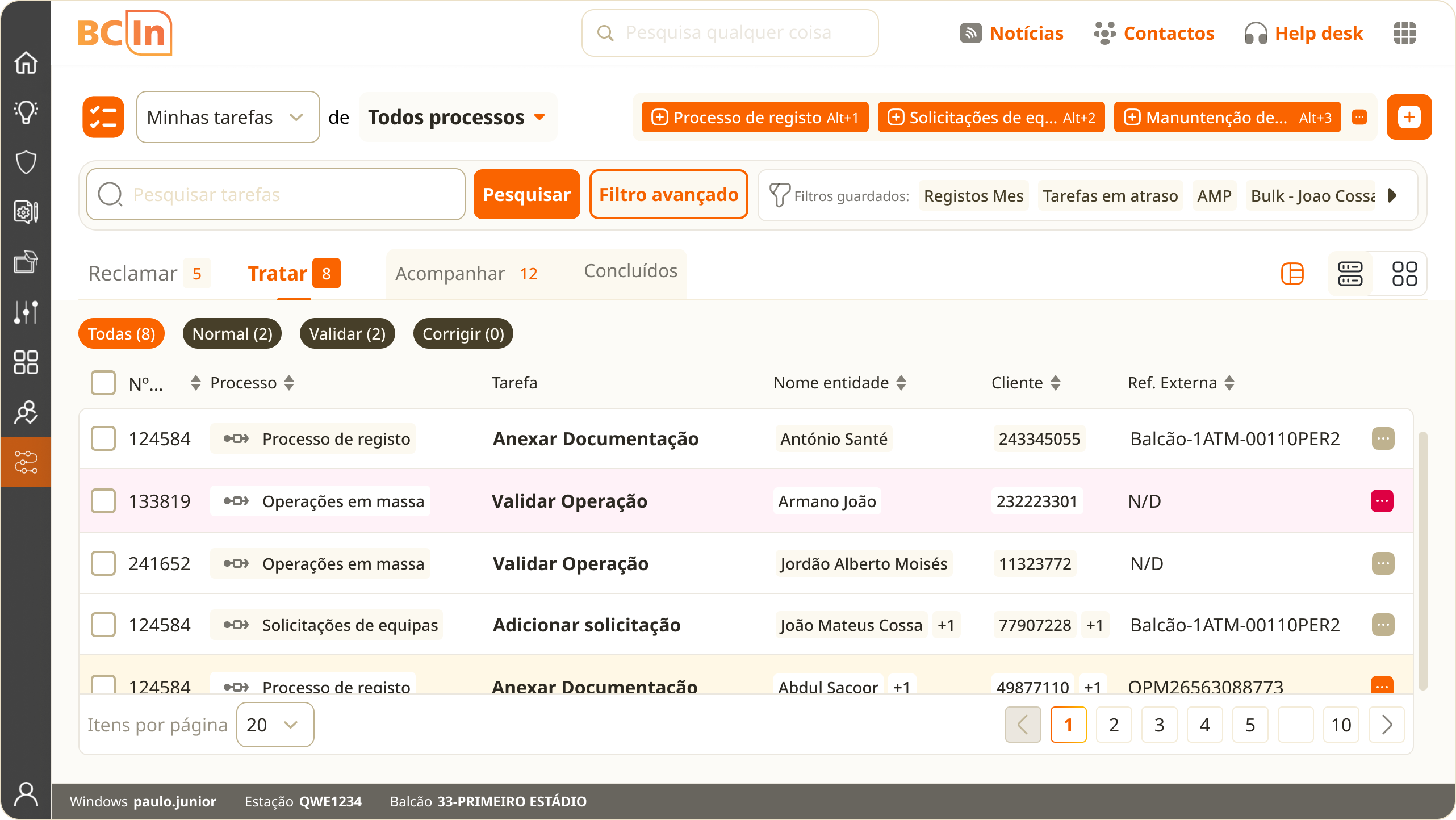 GP - Minhas tarefas - Todos processos - A tratar - List2x