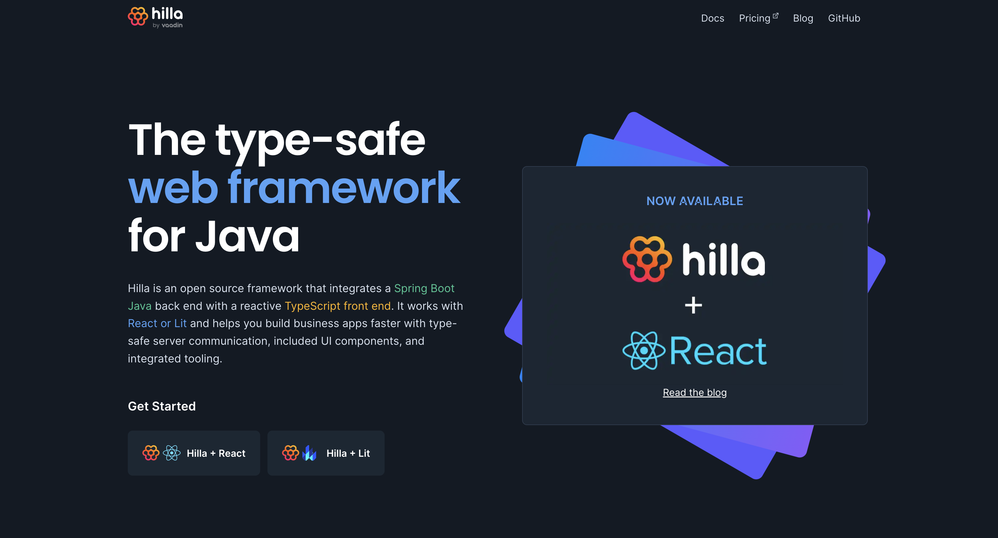 hilla.dev homepage