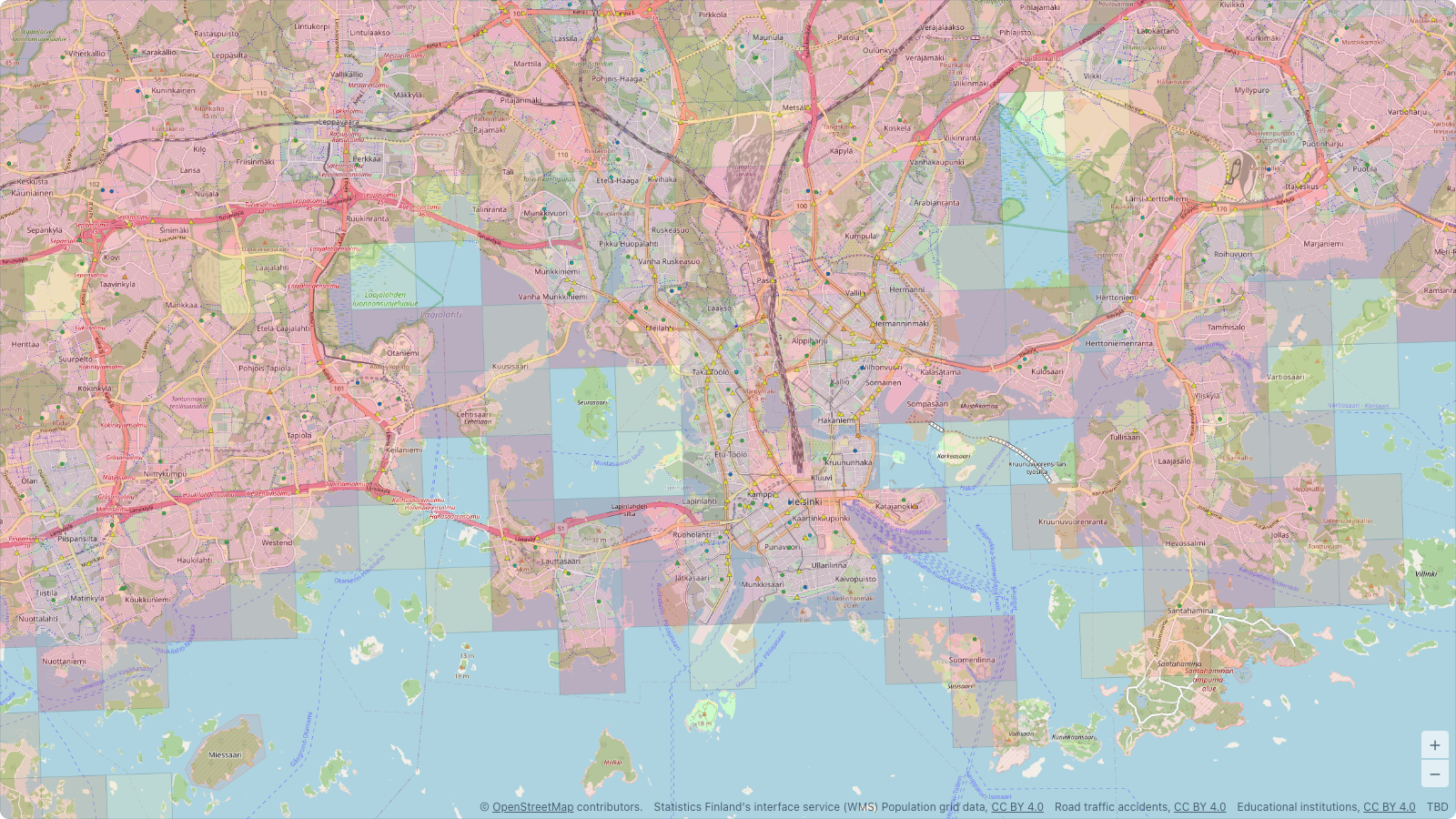 Map of the city of Helsinki, Finland