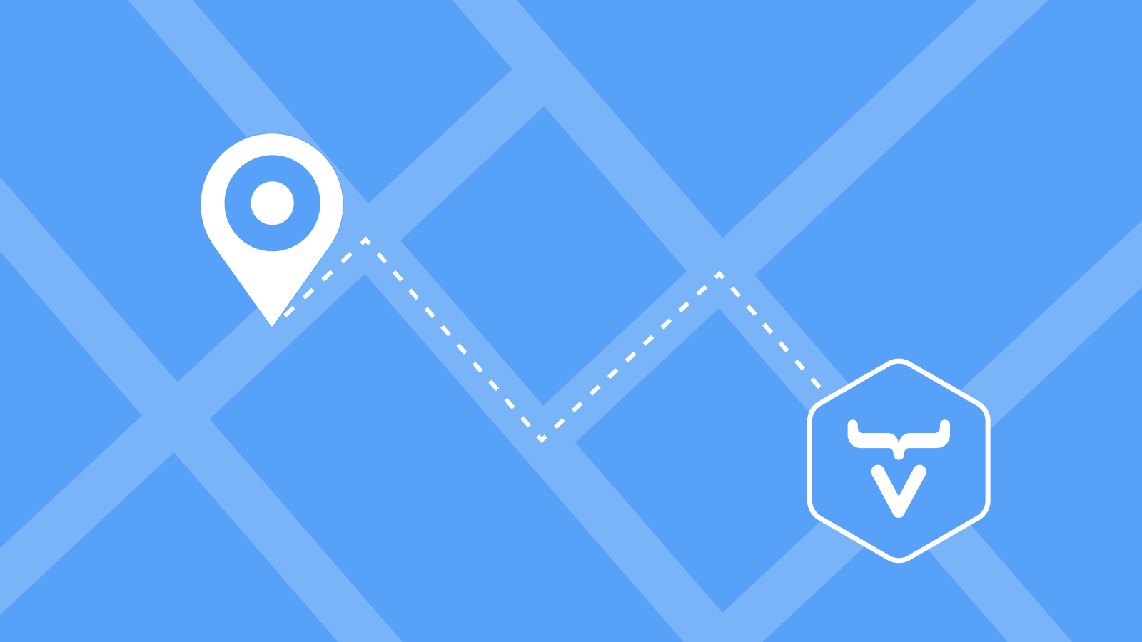 Blue background with map grid and Vaadin logo.