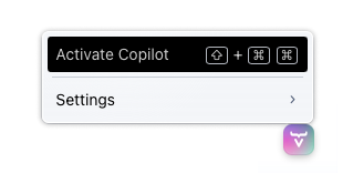 activate copilot in your application's dev mode