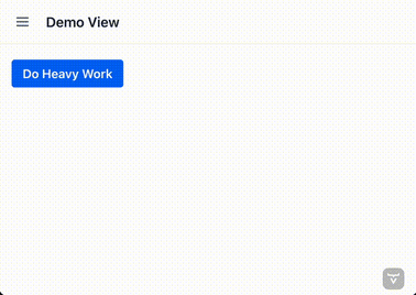 Animated demo of a Vaadin view where clicking the 'Do Heavy Work' button triggers a custom loading indicator.