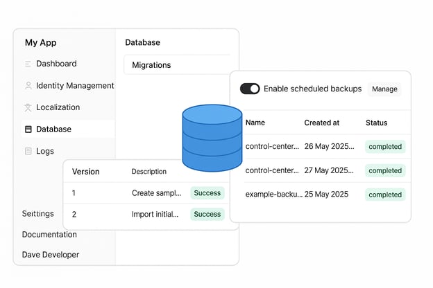 Database Management in Control Center