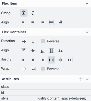 Vaadin Designer flexbox editor panel