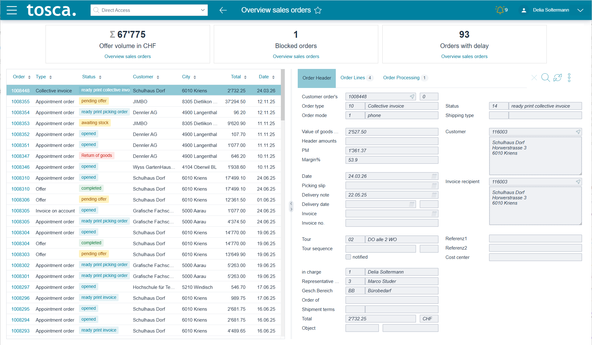 The modernized Tosca Web ERP built with Spring Boot and Vaadin Flow, preserving existing PL/SQL business logic while delivering a modern web experience.