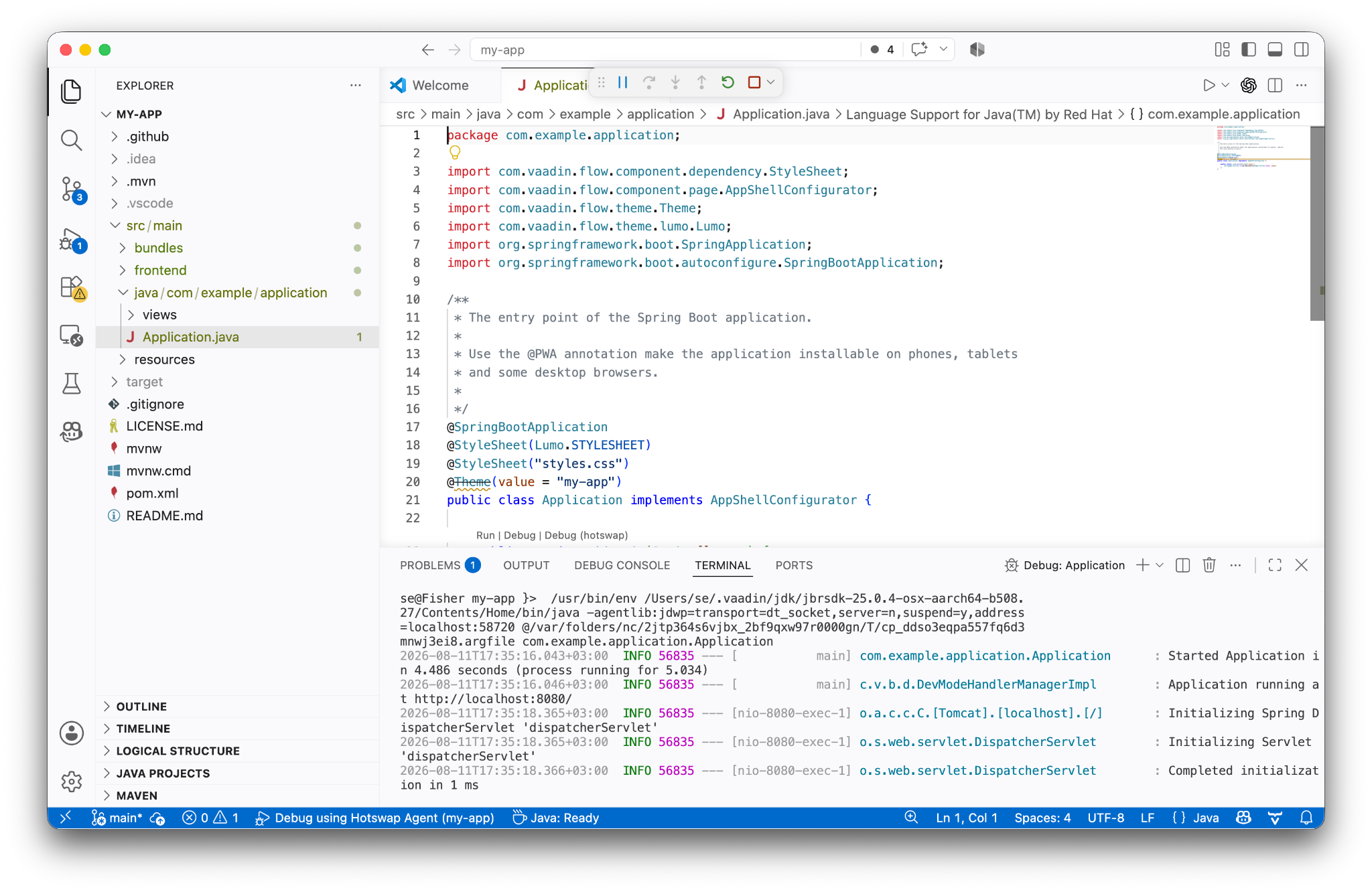 Run commands in your project folder in VS Code.