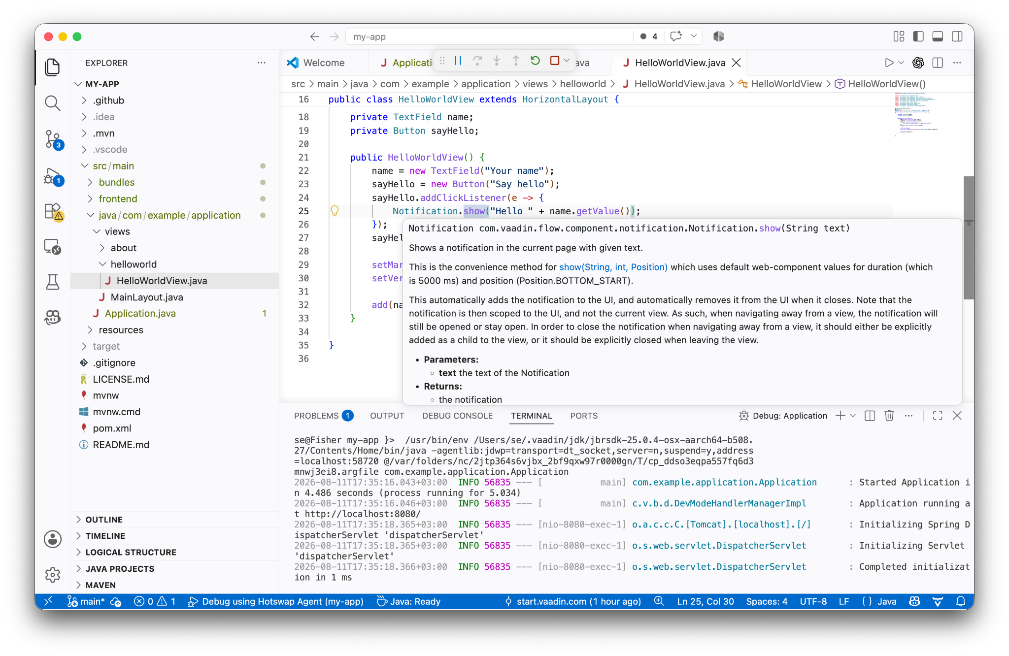 Hover over your code in VS Code to see more information.