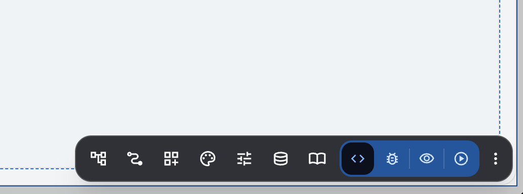 Vaadin Copilot toolbar menu