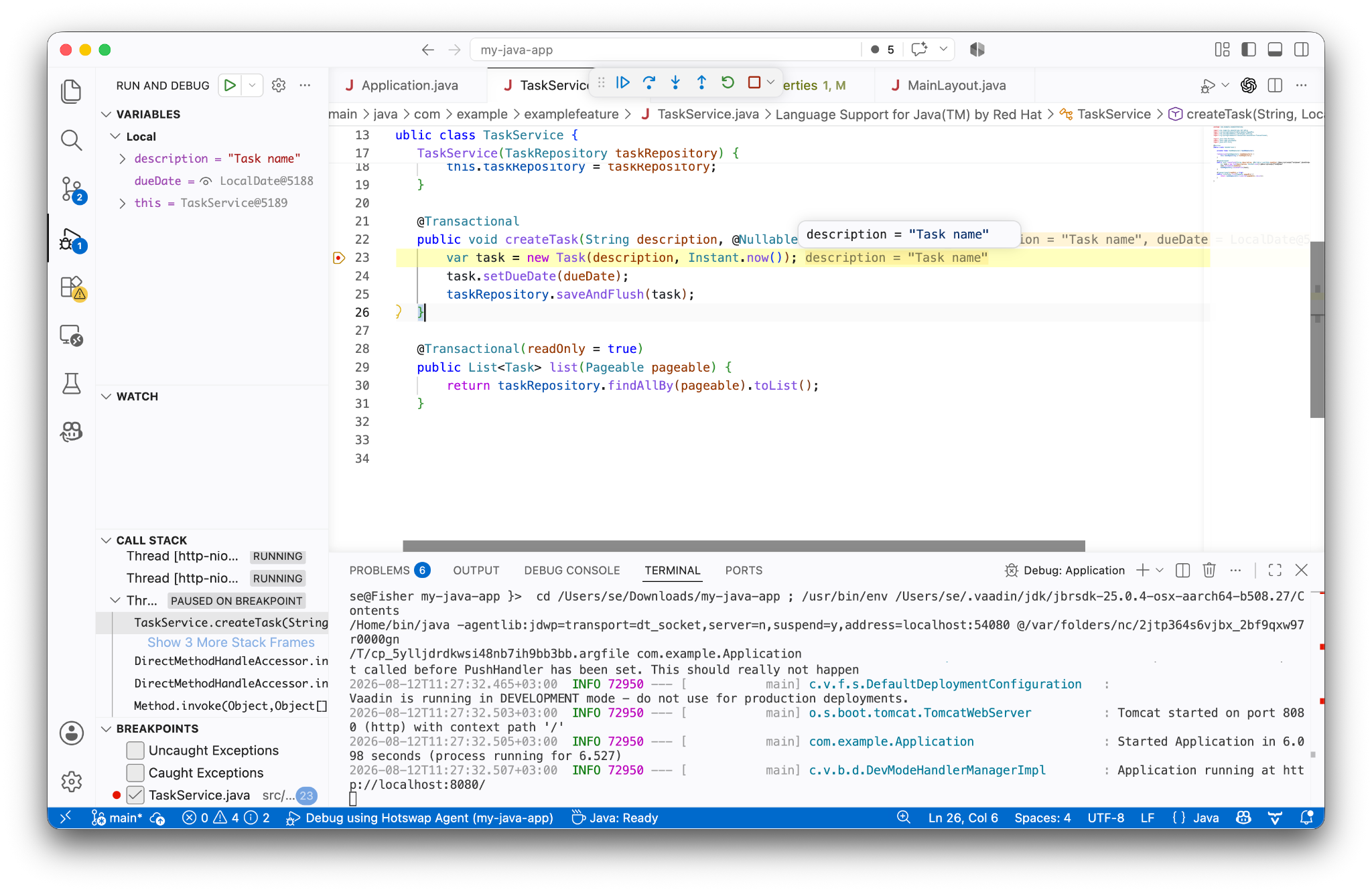 Debug view