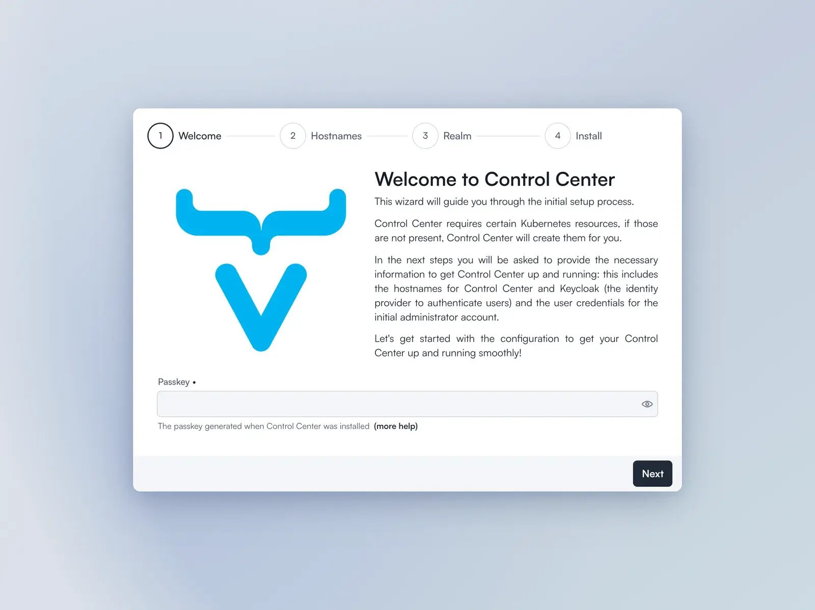 welcome to Vaadin control center setup wizard