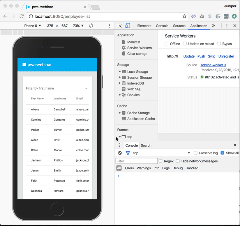 PWA Working Offline