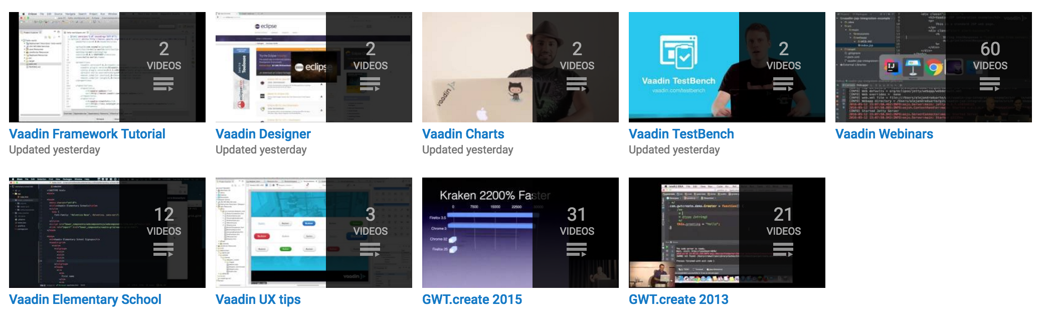 Vaadin Youtube Playlists