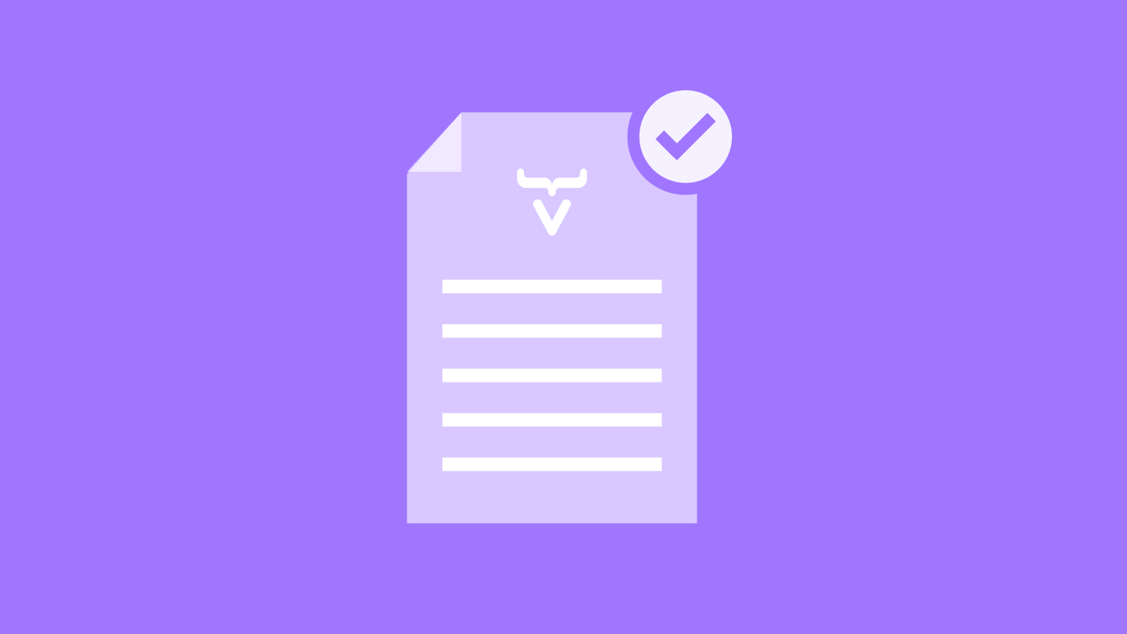 Document graphic with a check mark on the top-right corner displayed on a purple background.